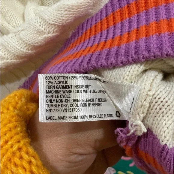 Wild Fable Oversized Vest Stripes Knit Purple Orange Medium - Picture 5 of 5